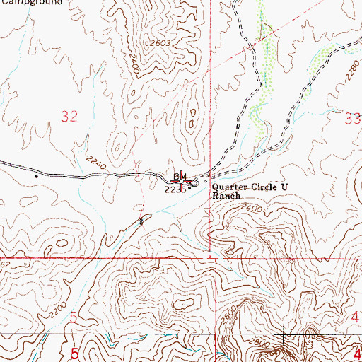 Topographic Map of Quarter Circle U Ranch, AZ