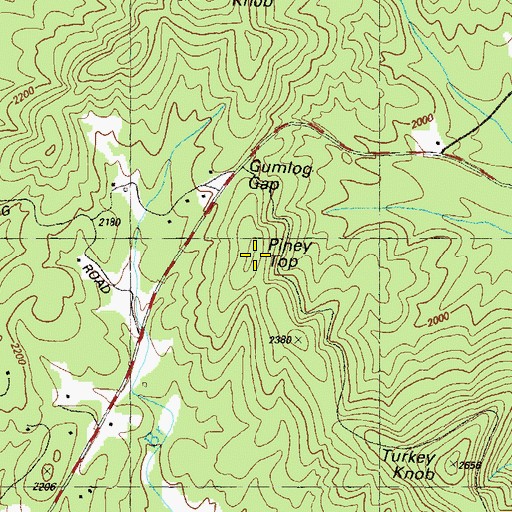 Topographic Map of Piney Top, GA