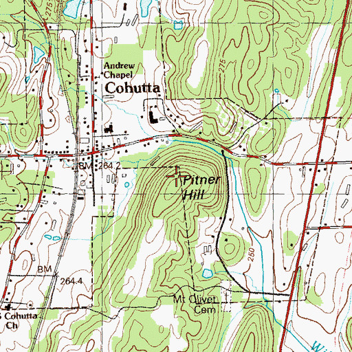Topographic Map of Pitner Hill, GA