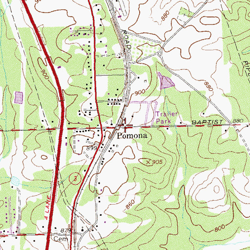 Topographic Map of Pomona, GA