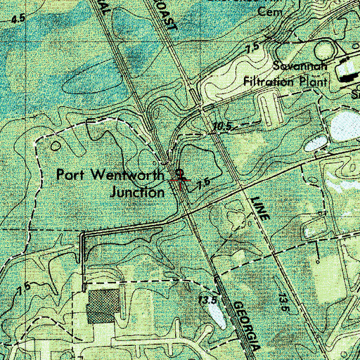 Topographic Map of Port Wentworth Junction, GA