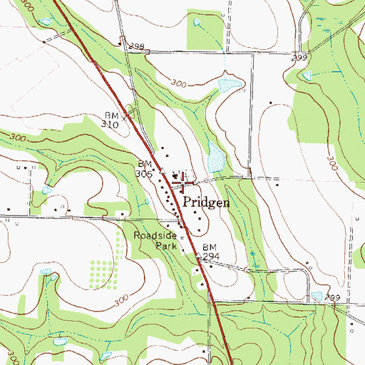 Topographic Map of Pridgen, GA