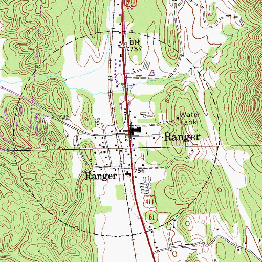 Topographic Map of Ranger, GA