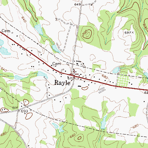 Topographic Map of Rayle, GA
