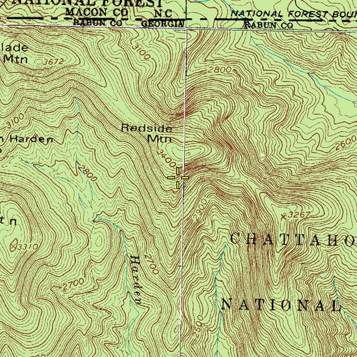 Topographic Map of Redside Mountain, GA
