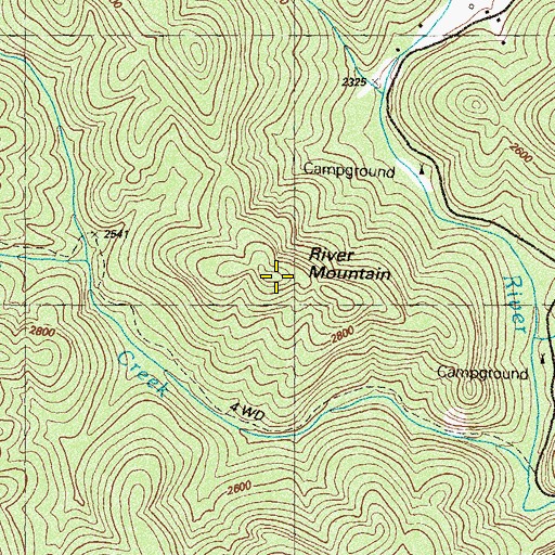 Topographic Map of River Mountain, GA