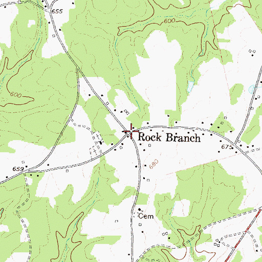 Topographic Map of Rock Branch, GA