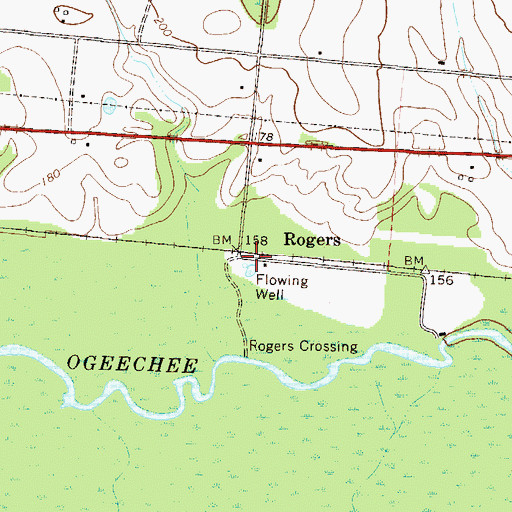 Topographic Map of Rogers, GA