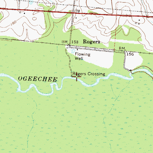 Topographic Map of Rogers Crossing, GA