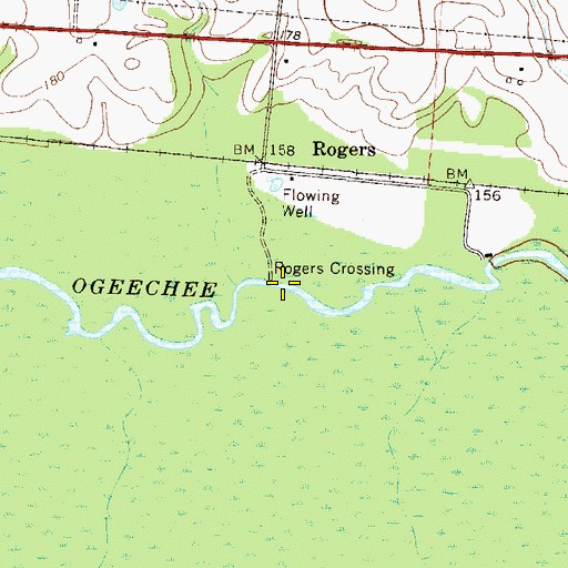 Topographic Map of Rogers Crossing, GA