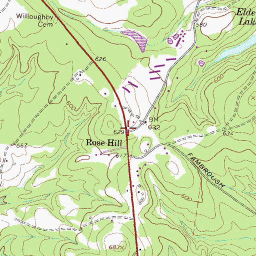 Topographic Map of Rose Hill, GA