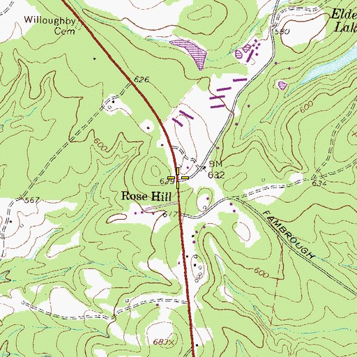 Topographic Map of Rose Hill, GA