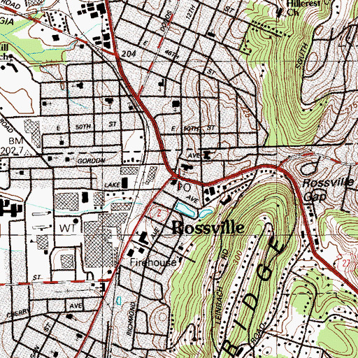 Topographic Map of Rossville, GA