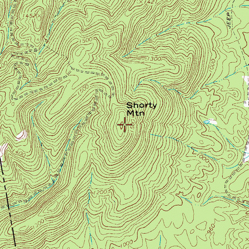 Topographic Map of Shorty Mountain, GA