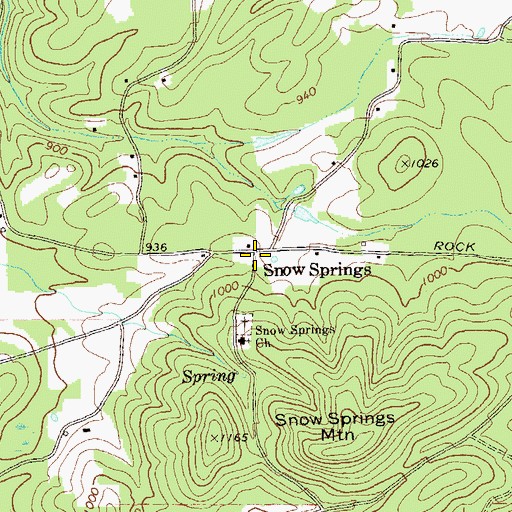 Topographic Map of Snow Springs, GA