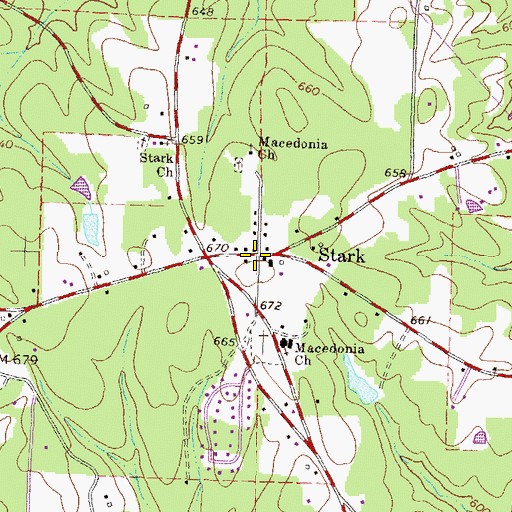 Topographic Map of Stark, GA