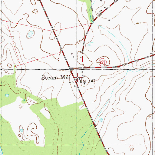 Topographic Map of Steam Mill, GA