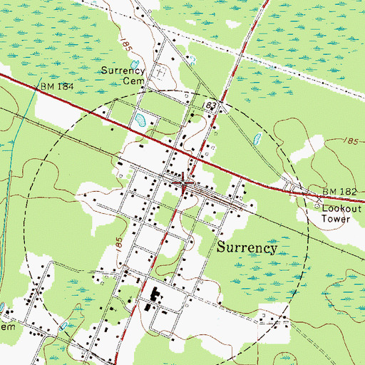 Topographic Map of Surrency, GA