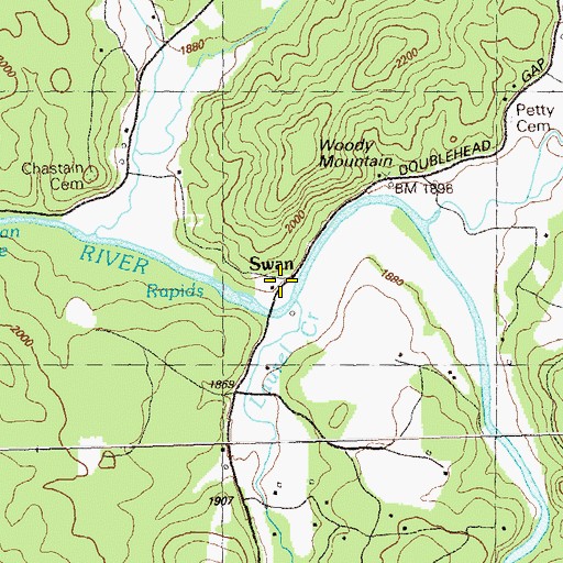 Topographic Map of Swan, GA