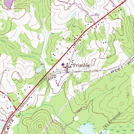 Topographic Map of Trimble, GA