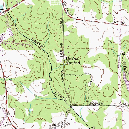 Topographic Map of Union Spring, GA