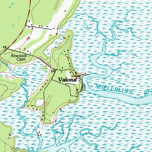Topographic Map of Valona, GA