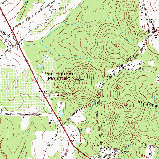 Topographic Map of Van Houten Mountain, GA