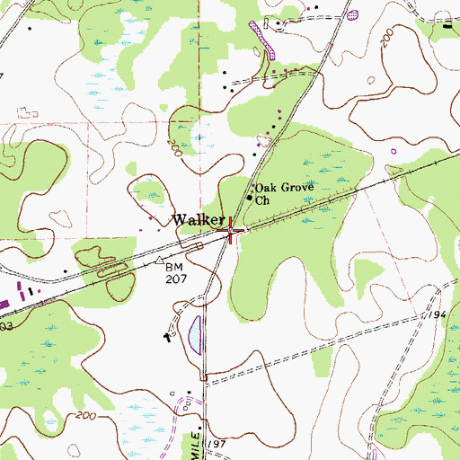 Topographic Map of Walker, GA