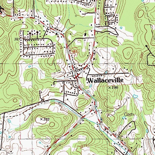 Topographic Map of Wallaceville, GA