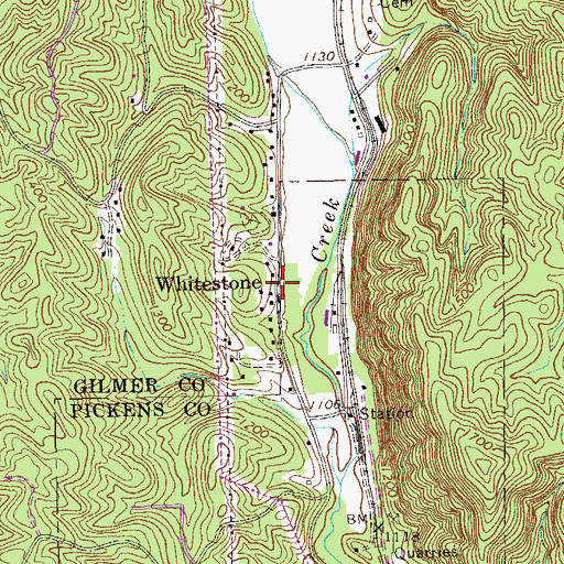 Topographic Map of Whitestone, GA