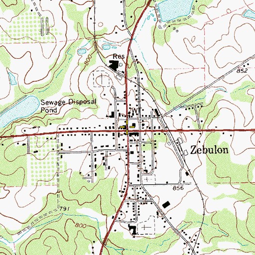 Topographic Map of Zebulon, GA
