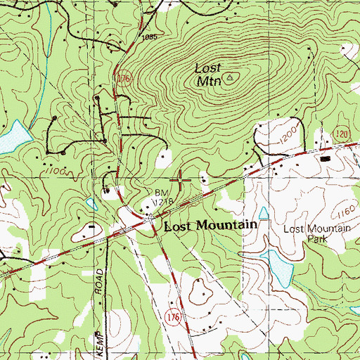 Topographic Map of Lost Mountain Church of God, GA
