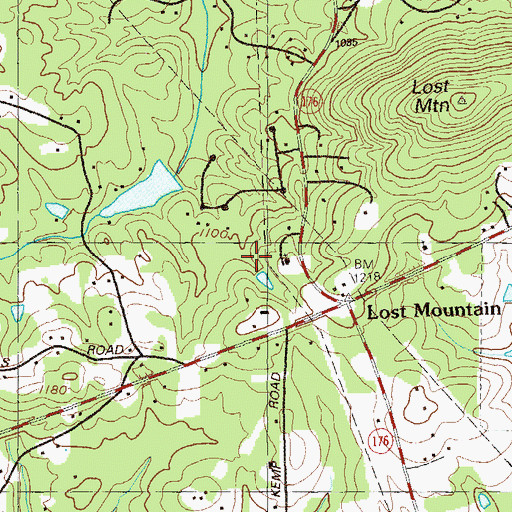 Topographic Map of Lost Mountain Baptist Church, GA