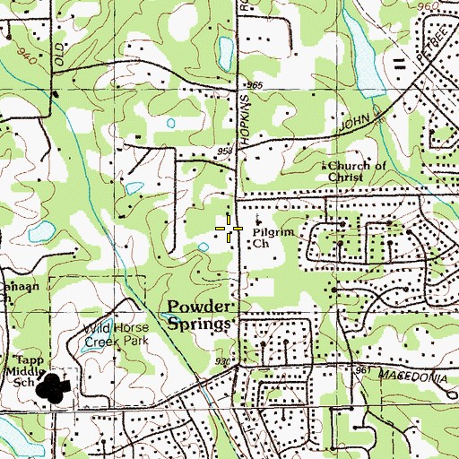 Topographic Map of Pilgrim Church, GA