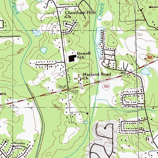 Topographic Map of Macland Road Church, GA