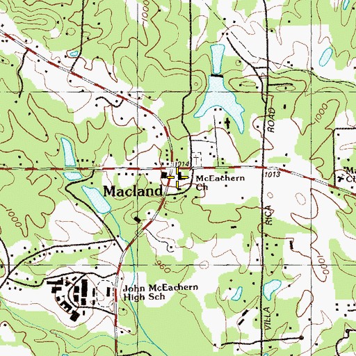 Topographic Map of McEachern Church, GA