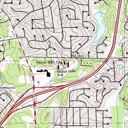 Topographic Map of Shiloh Hills Christian School, GA