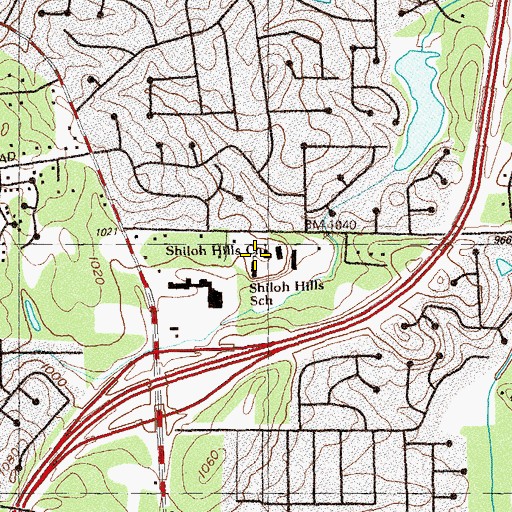 Topographic Map of Shiloh Hills Church, GA