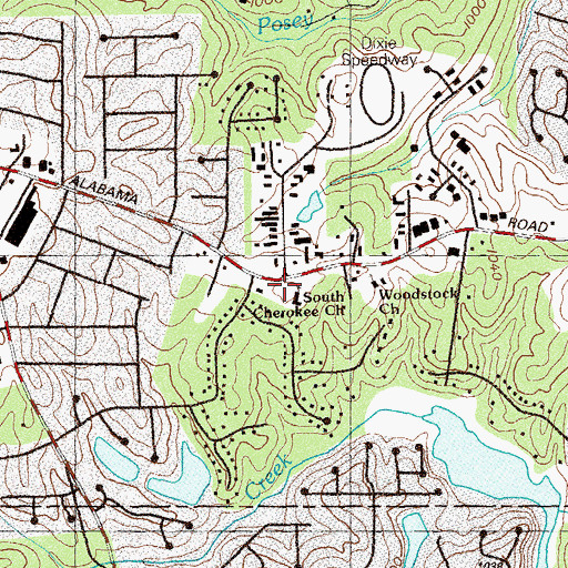 Topographic Map of South Cherokee Church, GA