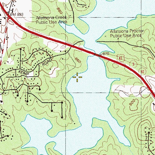 Topographic Map of Allatoona Creek Day Use Area, GA