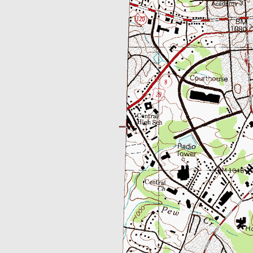 Topographic Map of Central Gwinnett High School, GA