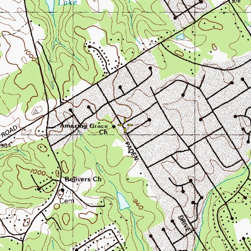 Topographic Map of Amazing Grace Baptist Church, GA
