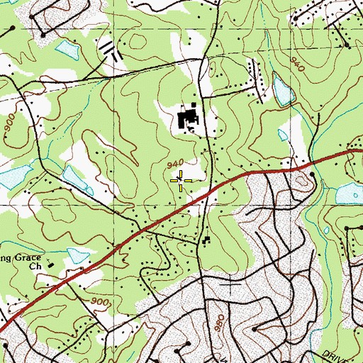 Topographic Map of Oak Hill Baptist Church, GA
