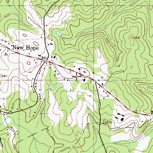 Topographic Map of New Hope Baptist Church, GA