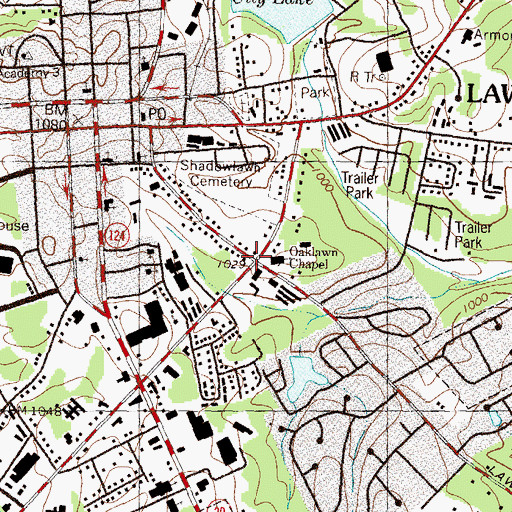 Topographic Map of Lawrenceville School, GA