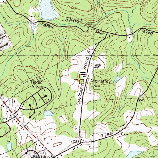 Topographic Map of McHaffey Cemetery, GA