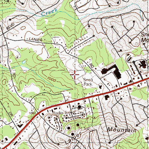 Topographic Map of Snell Park, GA