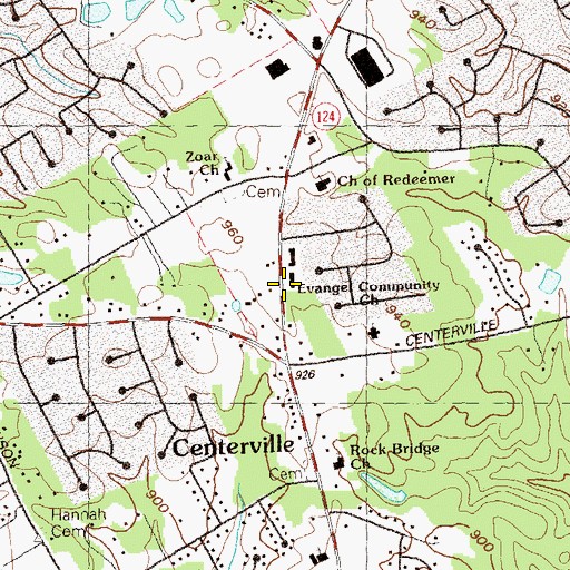 Topographic Map of Evangel Community Church, GA