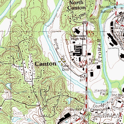 Topographic Map of Boling Park, GA
