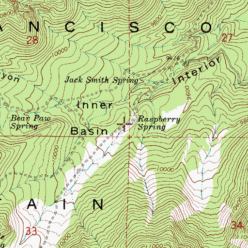 Topographic Map of Raspberry Spring, AZ